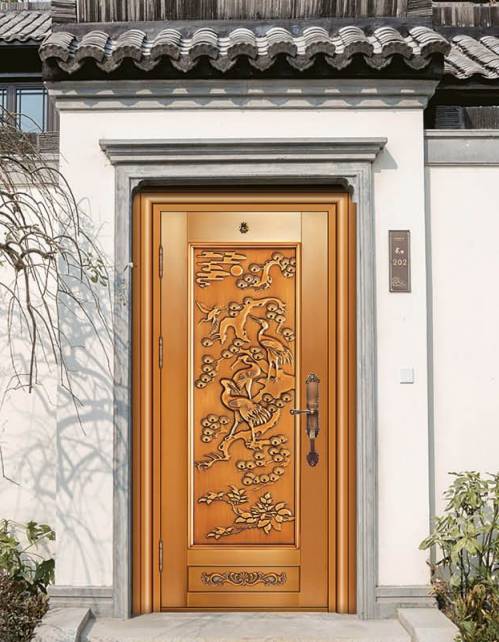 Luxury single open copper door