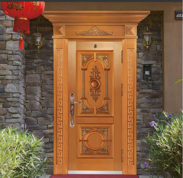 Luxury single open copper door